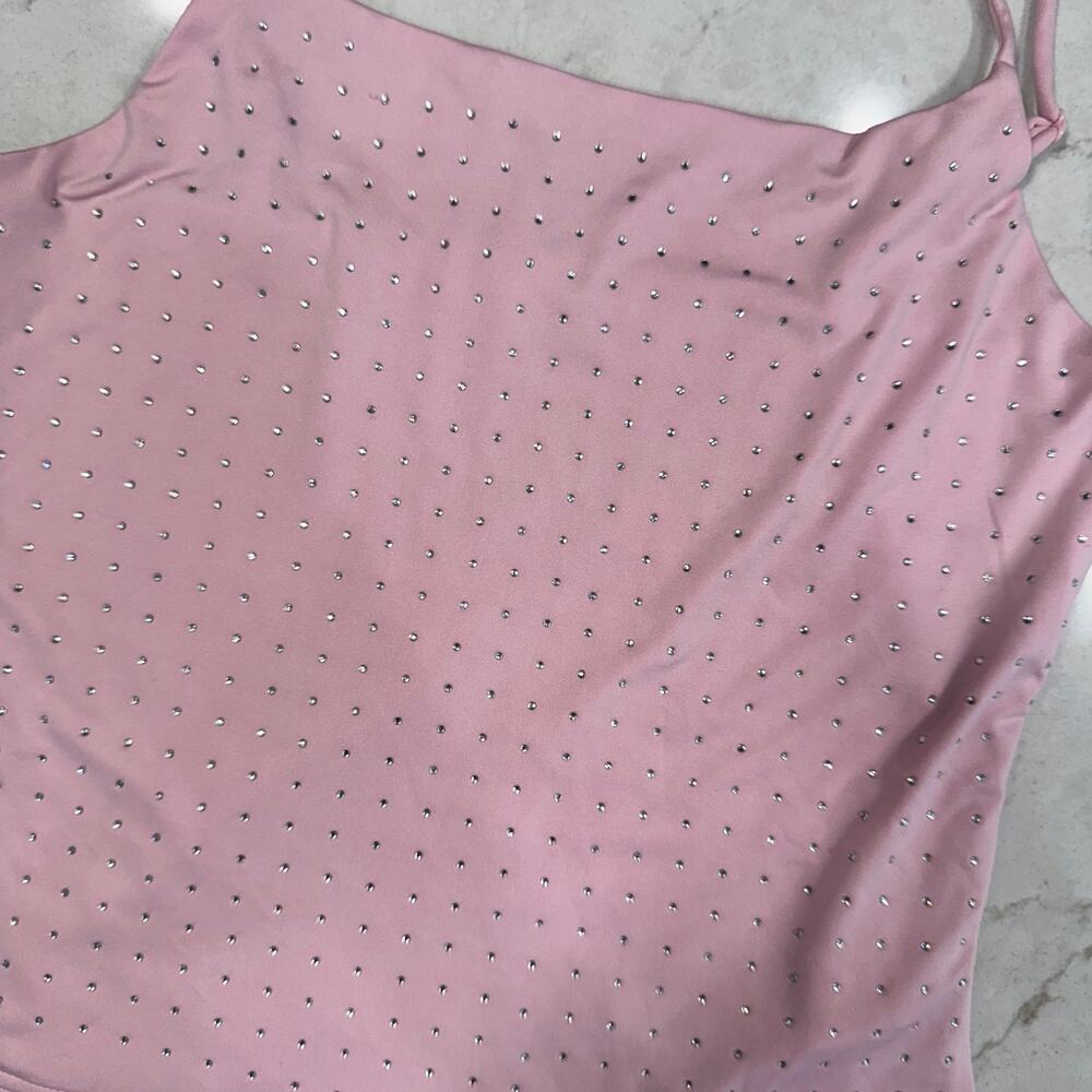 Charlotte Russe Pink Rhinestone Spaghetti Strap Cami Tank Top Y2K Coquette S - Picture 8 of 16